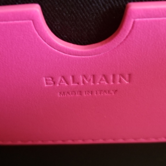 Balmain B-Army Leather Trimmed Canvas Tote Neo Pink White - Picture 9 of 11